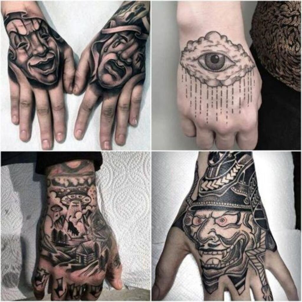 Amazing Mask Tattoos On Men's Hands