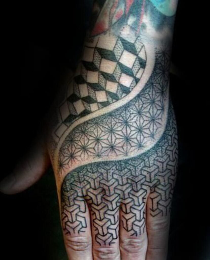 Hand Tattoo With Shapes