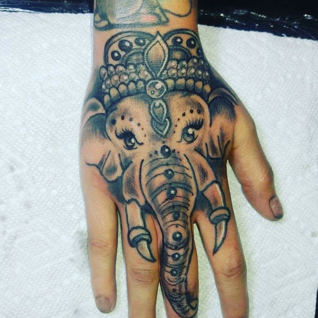 Hand Tattoo of an Elephant