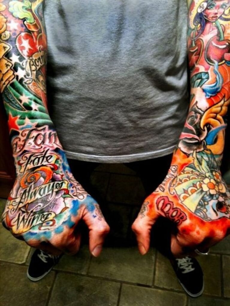 Men's Hand Tattoos in Color