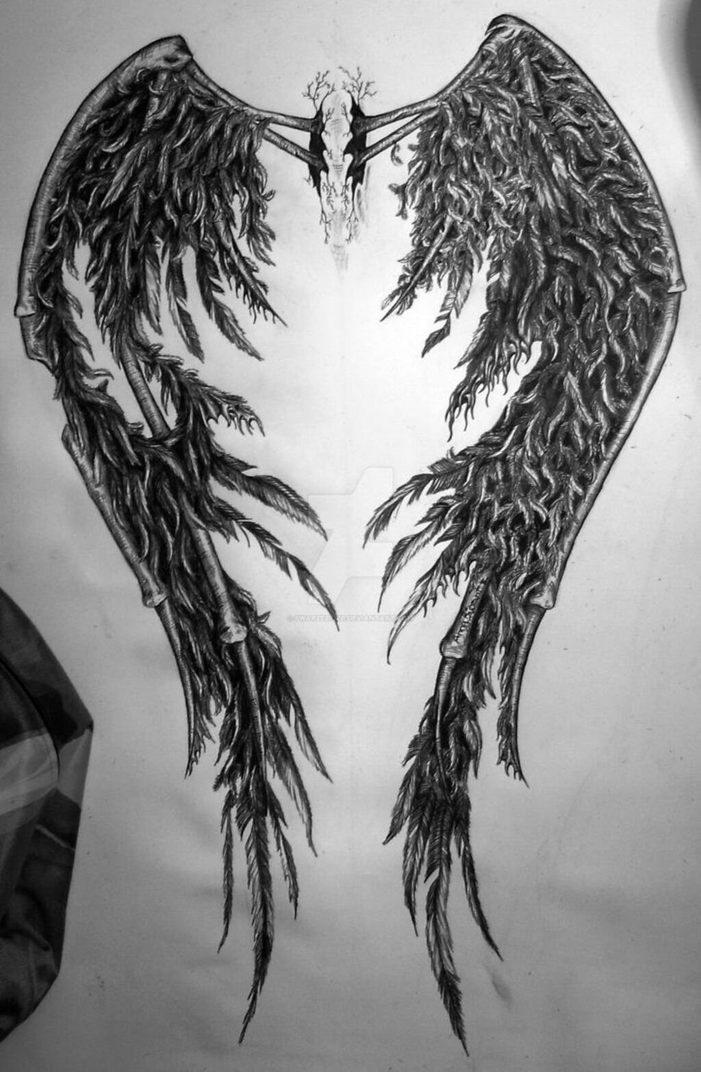 Fallen Angel Wings Tattoo on Back