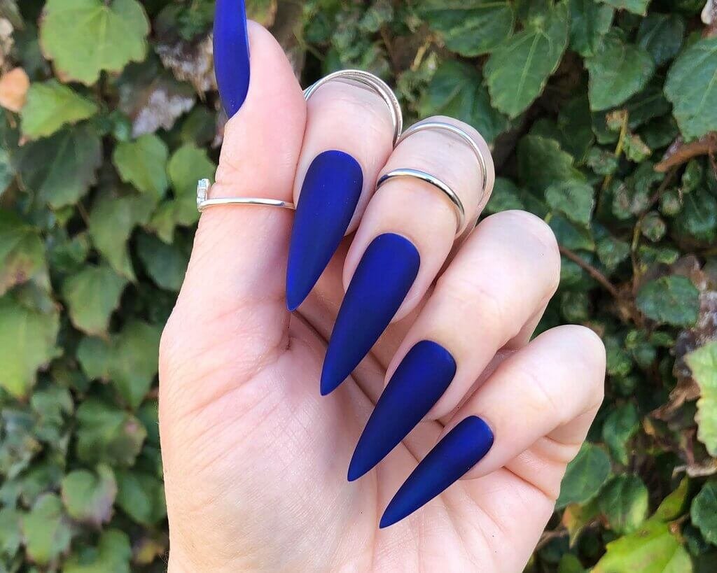 Dark Blue Stiletto Nails
