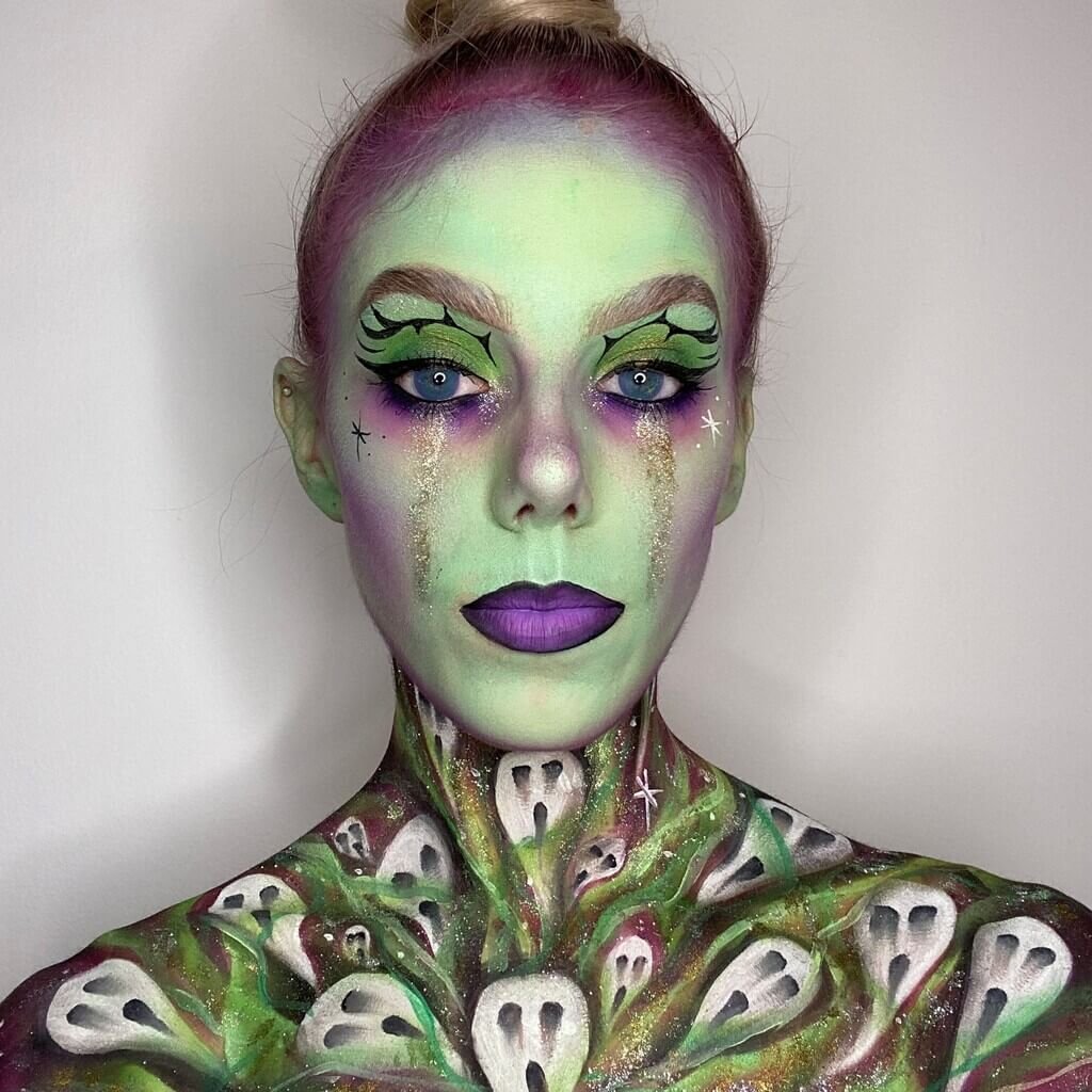 Green and Purple Witch Makeup