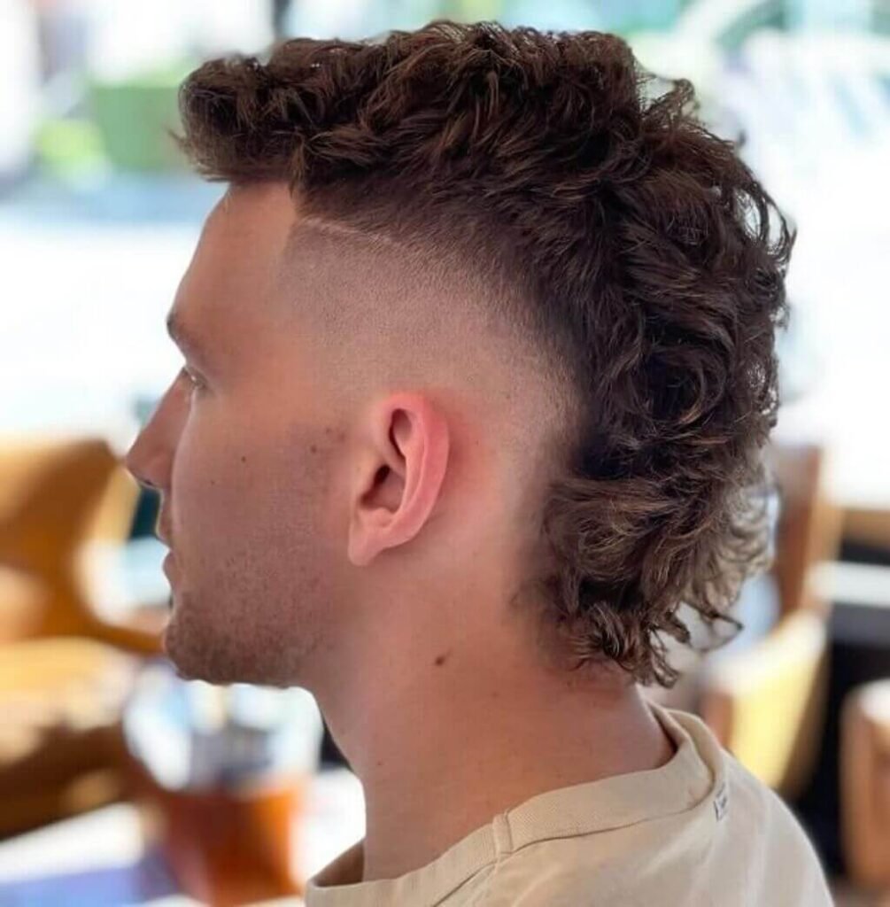 Styled hair with a fade at the temple