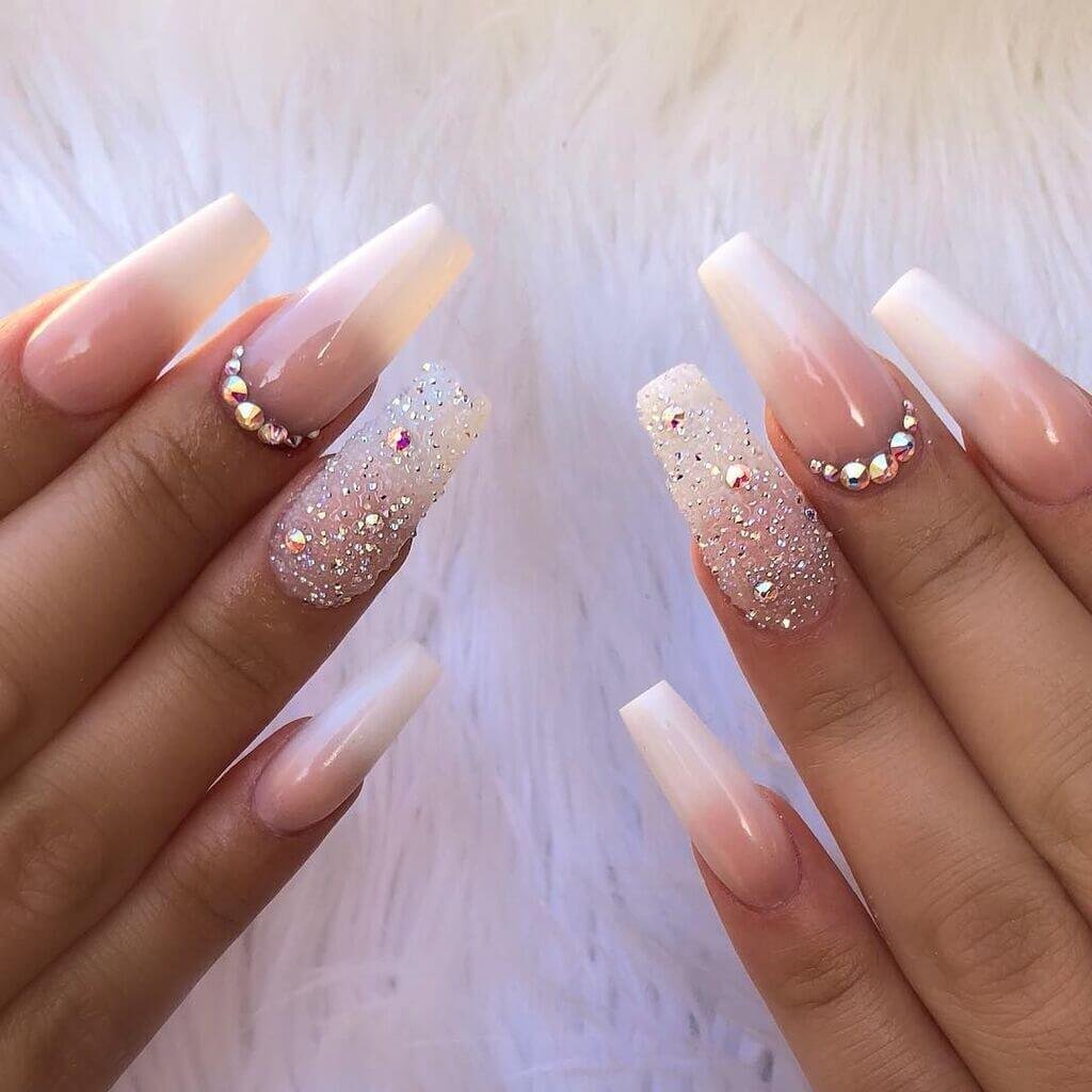 pink and white ombre nails design