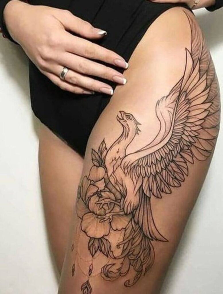 Phoenix Tattoo Placed On Leg