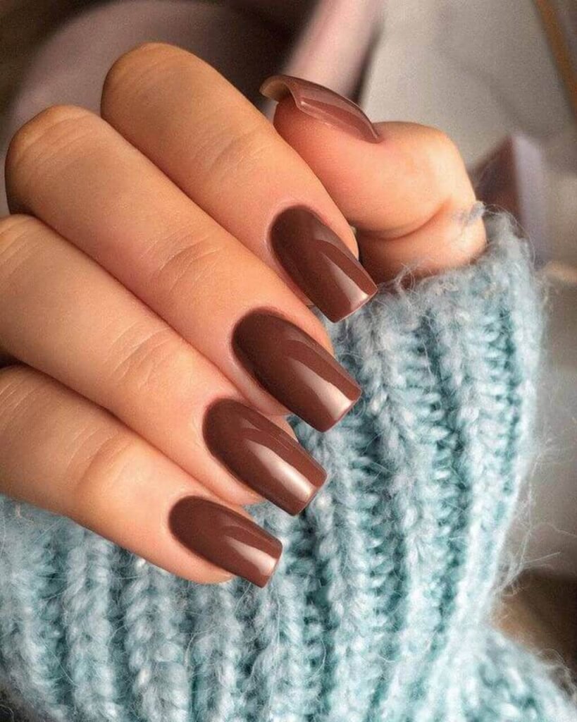 Glossy Brown Nails