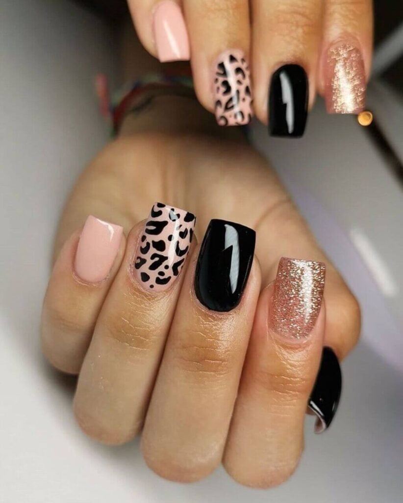 Wild Black and Brown Nails Design
