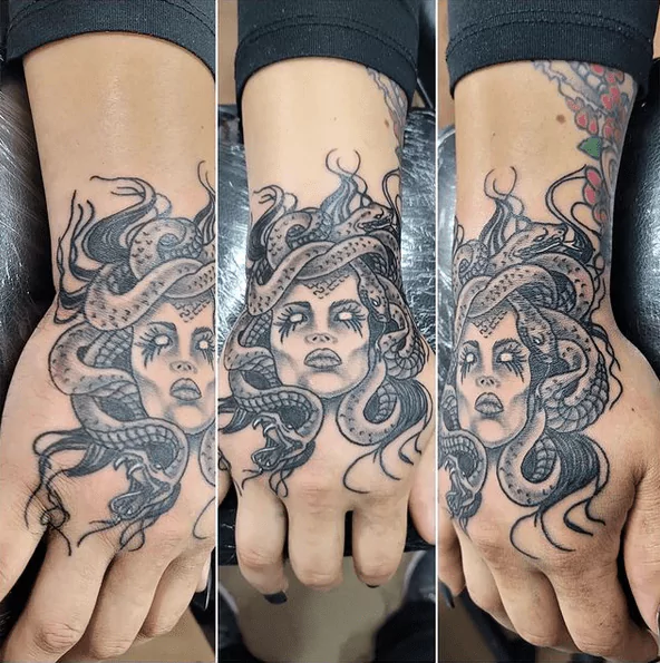hand medusa tattoo