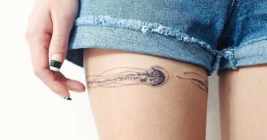 attractive women's small thigh tattoos