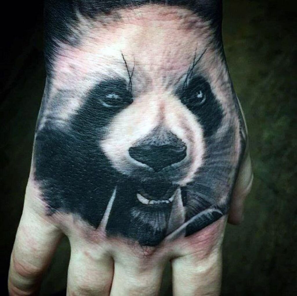 Black and gray panda tattoos that look real