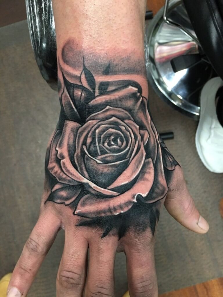 Hand Tattoo of a Flower