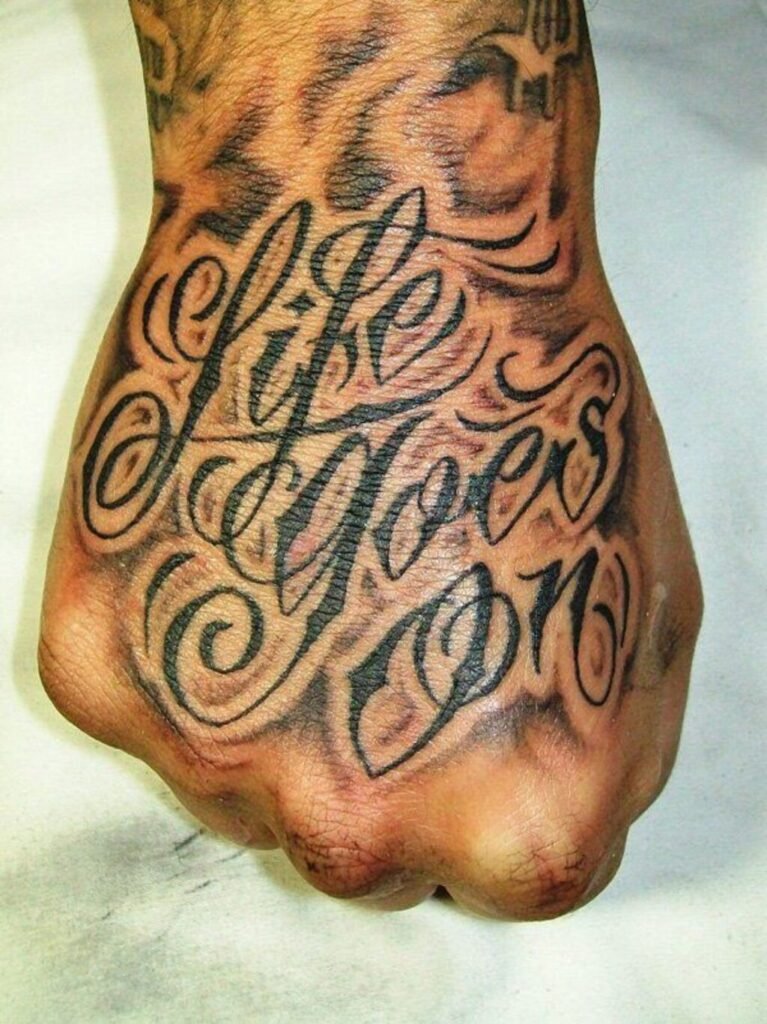 Tattoos on Men's Hands with Words