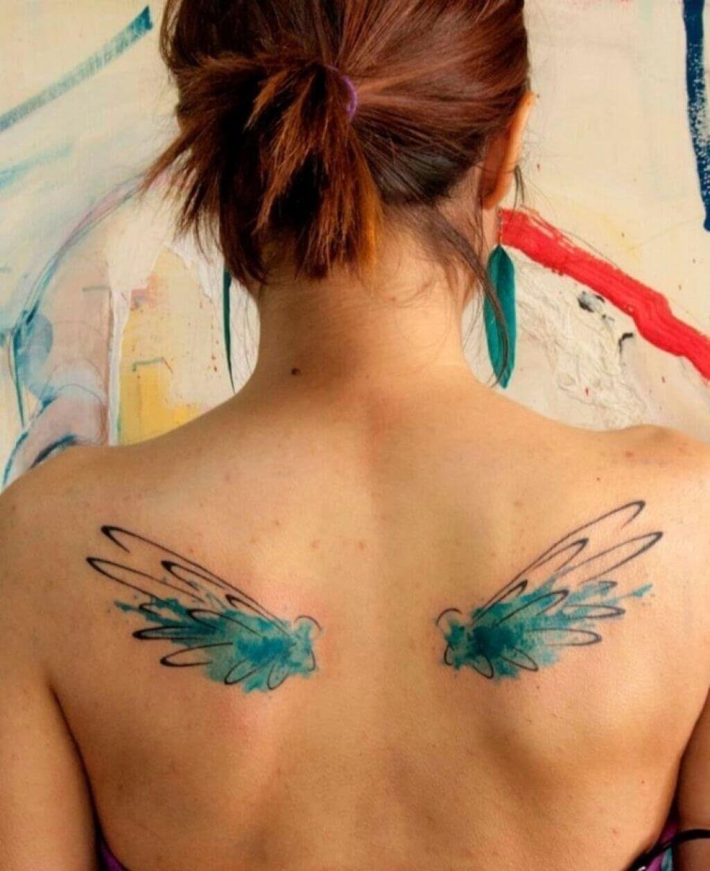 Beautiful Watercolour Wings Tattoo