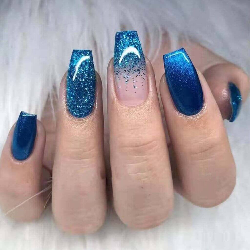 Blue Ombre French Nails