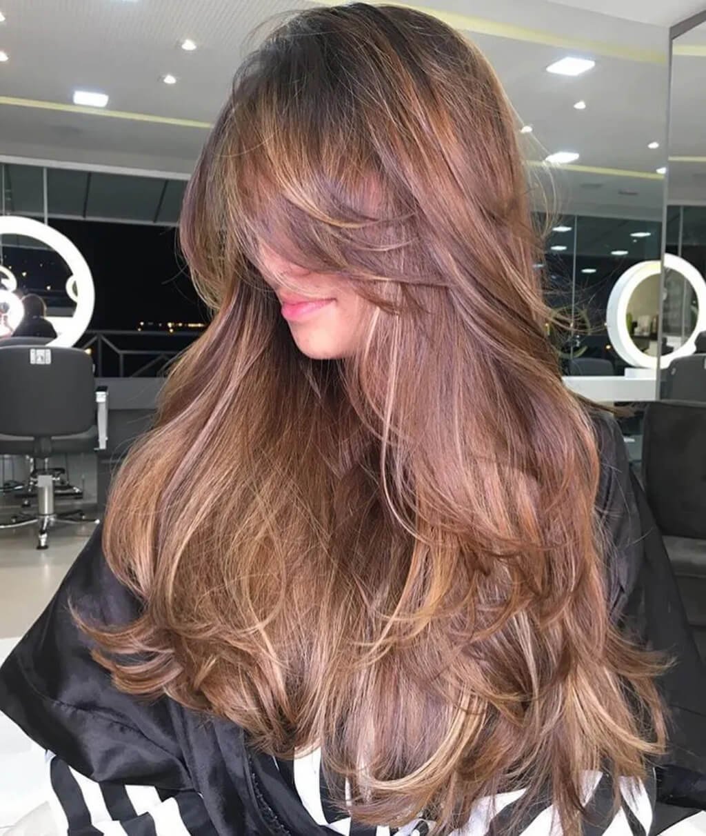long layers with curtain bangs