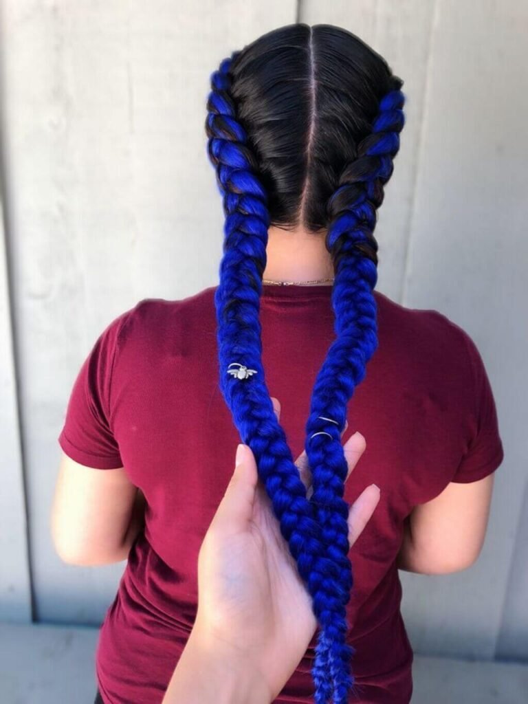 Ocean Blue Two Braids Hairstyle
