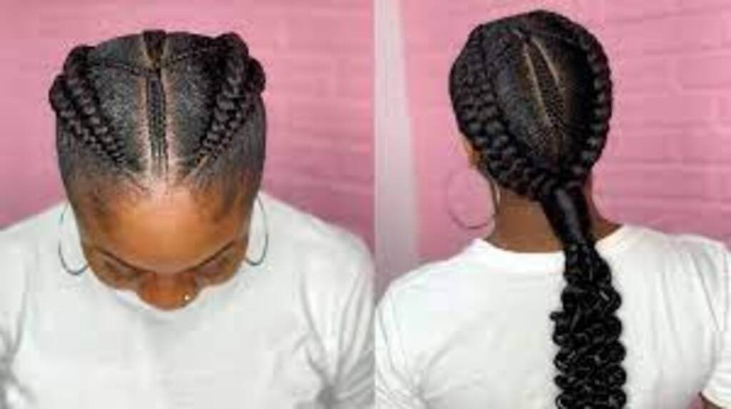 Two Cornrows with Stylish Braided Pattern
