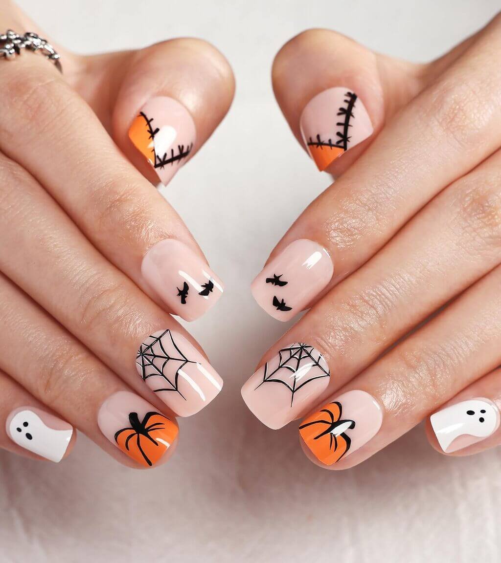 cute halloween nails short