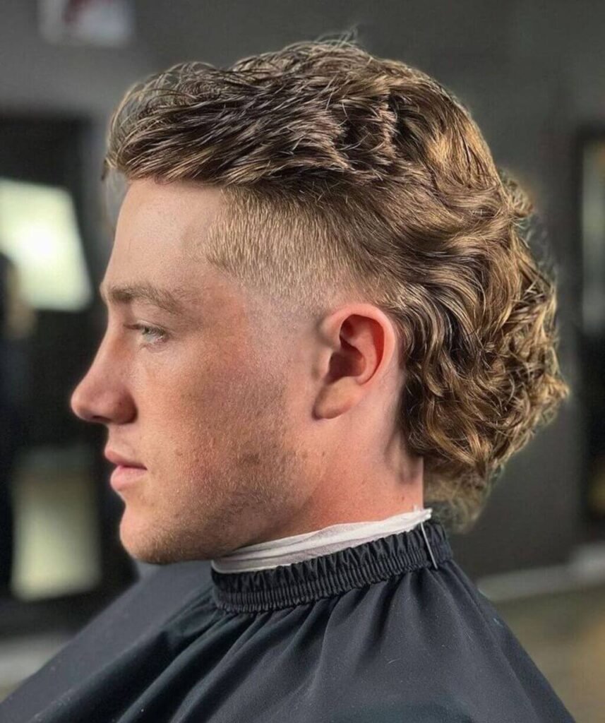 Curly Mullet Haircut with Short Bangs