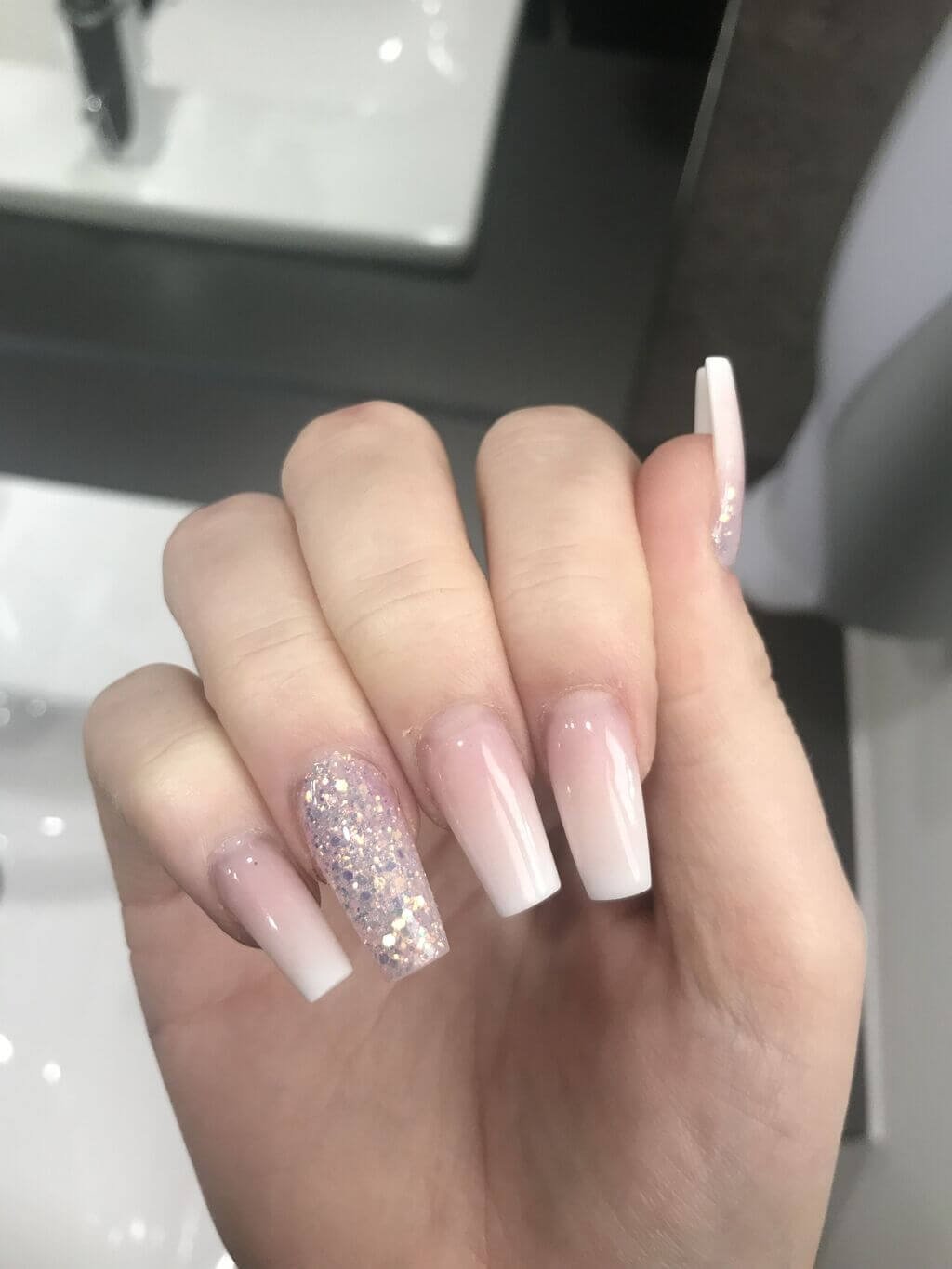 pink and white ombre nails